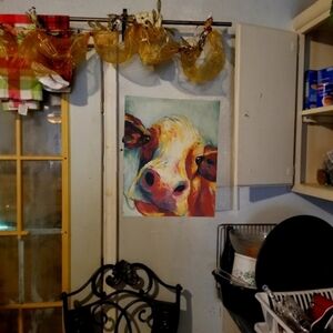 Wall decor Elsie Cow watercolor multi color kitchen decor country